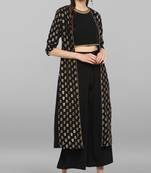 Black printed crepe ethnic kurtis