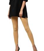 Beige Cotton Lycra Solid Legging