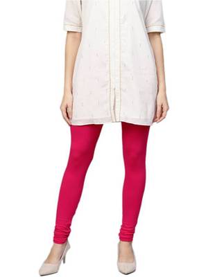 Women Fuschia Cotton Lycra Solid Legging 1