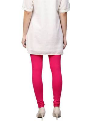 Women Fuschia Cotton Lycra Solid Legging 2