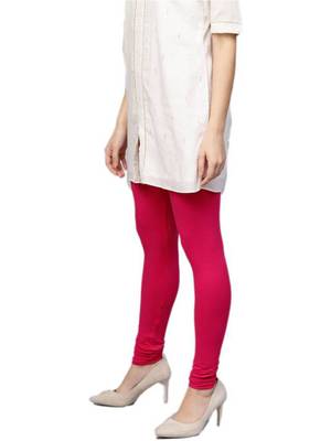 Women Fuschia Cotton Lycra Solid Legging 3