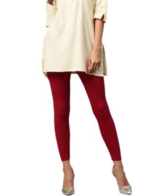 Maroon Cotton Lycra Solid Legging 1