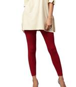 Maroon Cotton Lycra Solid Legging