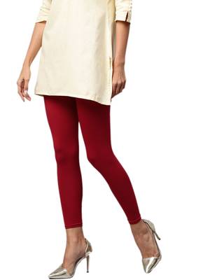 Maroon Cotton Lycra Solid Legging 3
