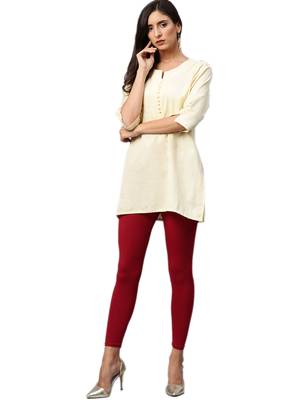 Maroon Cotton Lycra Solid Legging 4