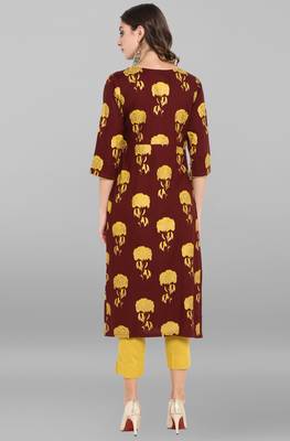 Janasya Brown printed rayon ethnic-kurtis 5
