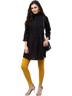 Mustard Cotton Lycra Solid Legging 4