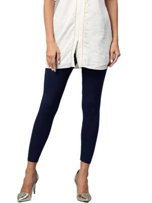 Navy Cotton Lycra Solid Legging 1