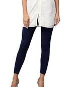 Navy Cotton Lycra Solid Legging