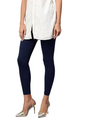 Navy Cotton Lycra Solid Legging 3