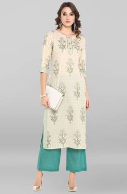Janasya Off-white printed cotton ethnic-kurtis 2