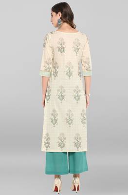Janasya Off-white printed cotton ethnic-kurtis 5