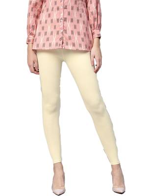 Off-White Cotton Lycra Solid Legging 1