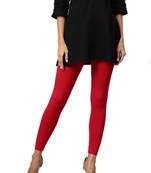 Red Cotton Lycra Solid Legging