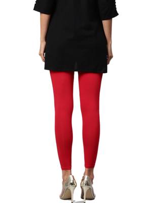 Red Cotton Lycra Solid Legging 2