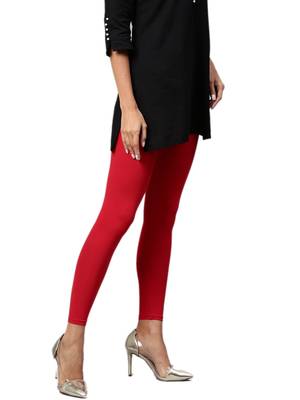 Red Cotton Lycra Solid Legging 3