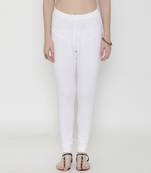 White Cotton Lycra Solid Legging
