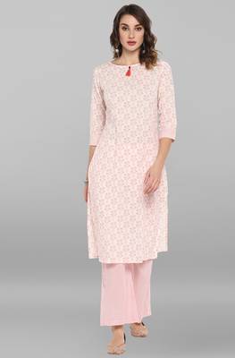 Janasya White printed cotton ethnic-kurtis 1