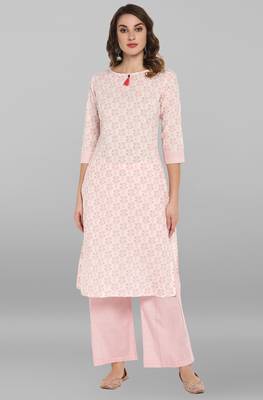 Janasya White printed cotton ethnic-kurtis 2