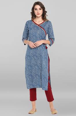 Blue printed cotton ethnic kurtis 1