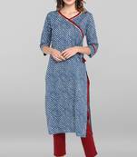Blue printed cotton ethnic kurtis