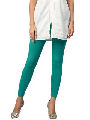 Teal Cotton Lycra Solid Legging 1