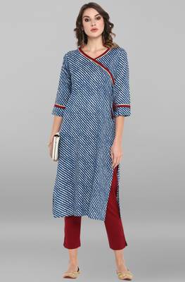 Blue printed cotton ethnic kurtis 2