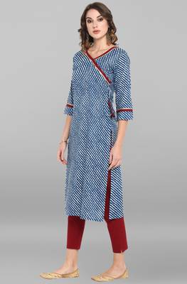 Blue printed cotton ethnic kurtis 3