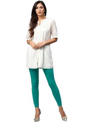 Teal Cotton Lycra Solid Legging 4
