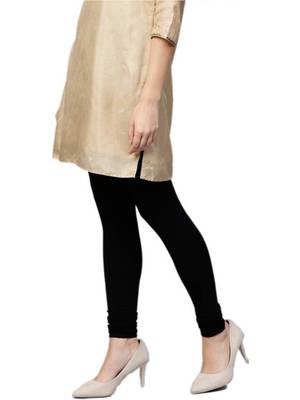 Black Cotton Lycra Solid Legging 3