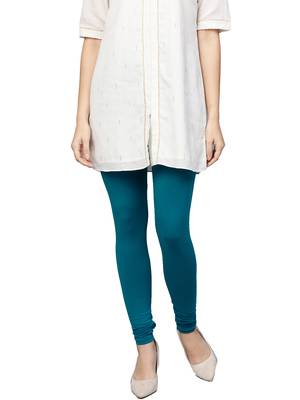 Teal Cotton Lycra Solid Legging 1