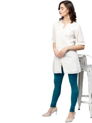 Teal Cotton Lycra Solid Legging 4