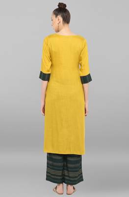 Janasya Mustard plain rayon ethnic-kurtis 5