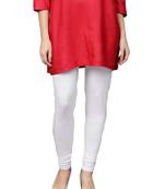 White Cotton Lycra Solid Legging