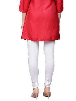 White Cotton Lycra Solid Legging 2