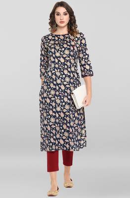 Blue printed cotton ethnic kurtis 2