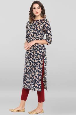 Blue printed cotton ethnic kurtis 3