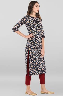 Blue printed cotton ethnic kurtis 4