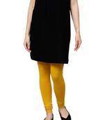 Mustard Cotton Lycra Solid Legging