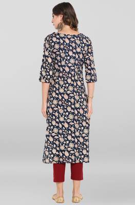 Blue printed cotton ethnic kurtis 5