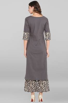 Janasya Grey printed cotton ethnic-kurtis 5