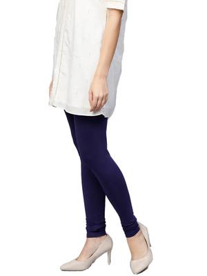 Navy Blue Cotton Lycra Solid Legging 3