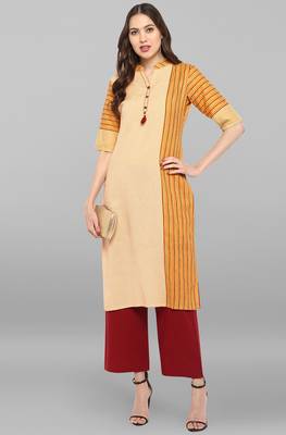 Janasya Yellow printed cotton ethnic-kurtis 1