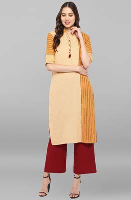 Janasya Yellow printed cotton ethnic-kurtis 2