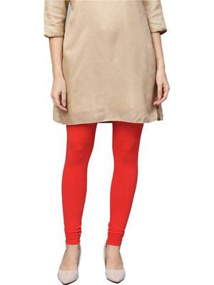 Red Cotton Lycra Solid Legging 1