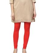 Red Cotton Lycra Solid Legging