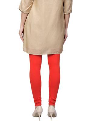 Red Cotton Lycra Solid Legging 2