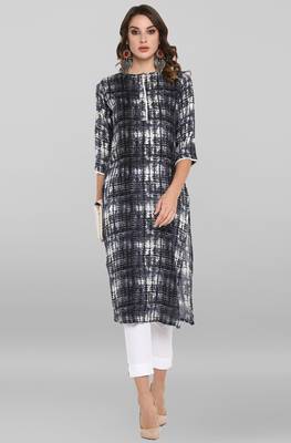 Janasya Black printed cotton ethnic-kurtis 1