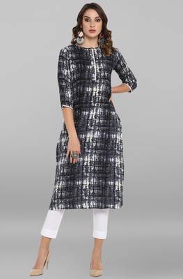 Janasya Black printed cotton ethnic-kurtis 2