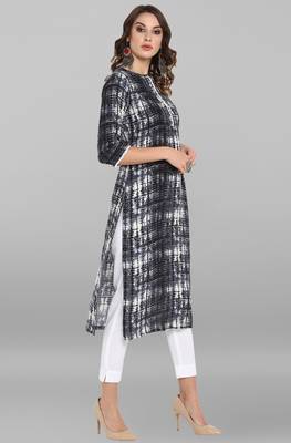Janasya Black printed cotton ethnic-kurtis 4